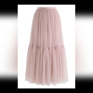 Chicwish Mesh Tulle Pink Skirt S